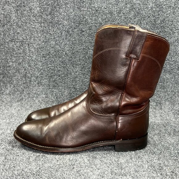 Justin Classic Roper Western Boots Men's Size 11D Brown Leather Pull On Cowboy - Picture 5 of 16